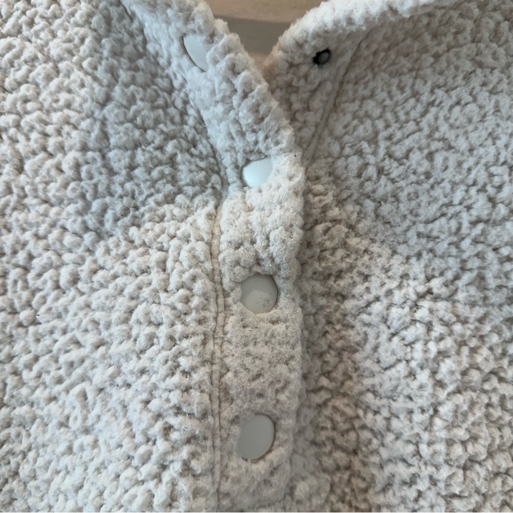Aerie Sherpa Jacket Quarter Zip Sweatshirt Cream Teddy Coat Cozy Warm Ski Snow - Picture 4 of 11